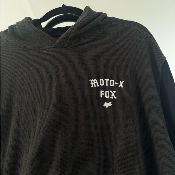 Fox Racing Moto-X Waffle Knit Hoodie Black XXL Long Sleeve Vintage Style Y2K - Picture 2 of 7
